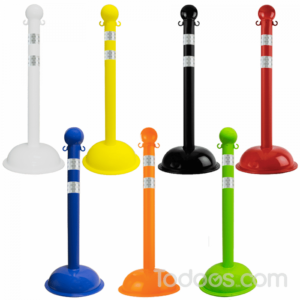 3″ Diameter DOT Striped Plastic Traffic Control Stanchions All Color Variants