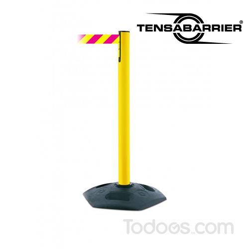A heavy-duty stanchion guides customers and visitors safely