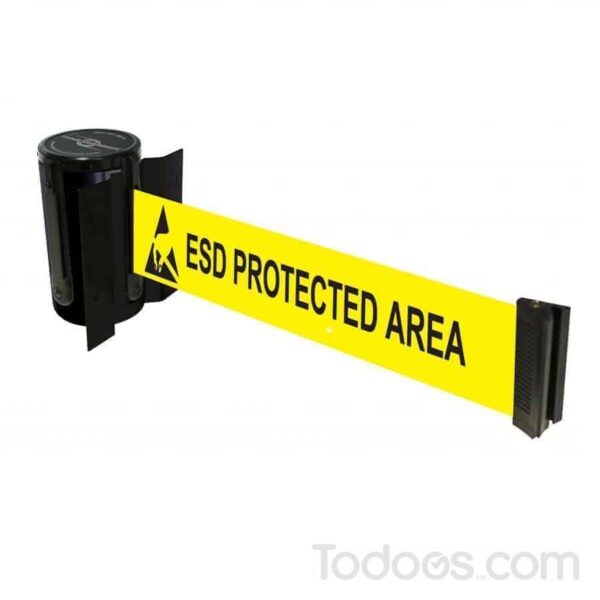 Wall Mounted Retractable Barrier With 'ESD Protected Area