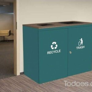 Ellipse Collection Outdoor Two Compartment With 45 Gallon Trash Can Placed Outside The office