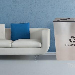 This 36-gallon indoor 2 compartment trash can is made up of two 18 gallon cans, which allows for quick separation of recyclables
