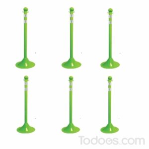 Safety Green 2″ Diameter DOT Striped Traffic Crowd Control Stanchions pack of 6
