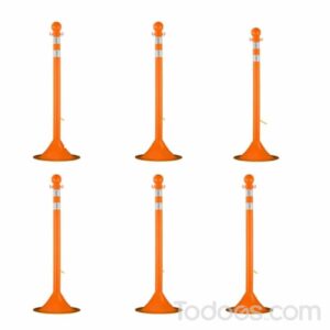 Safety Orange 2″ Diameter DOT Striped Traffic Crowd Control Stanchions pack of 6