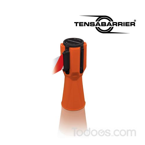 A cone topper connects two traffic cones to form a belt barrier