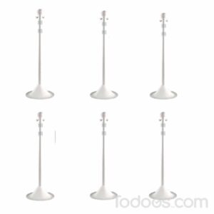 White 2″ Diameter DOT Striped Traffic Crowd Control Stanchions pack of 6