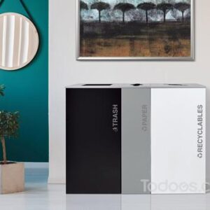 The Kaleidoscope Black Tie receptacle is 100% post-consumer recyclable