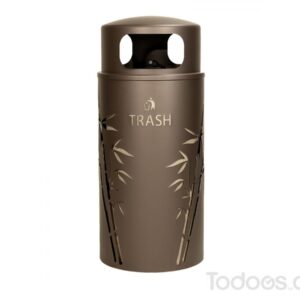 Entire Bamboo Patterned Metal Outdoor Trash Can is 100% post-consumer recyclable