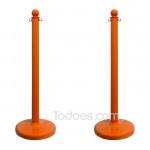 2.5 Inch Plastic Crowd Control Stanchions - 40 Inch Tall - Safety Orange