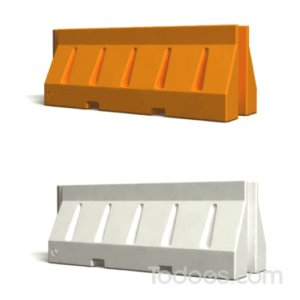 Plastic Jersey Barrier In In White and Orange - Low Profile – 28H 72L 24W