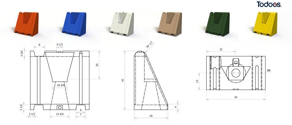 Water-Filled Wedge Barrier Specifications 42H 24L 42W