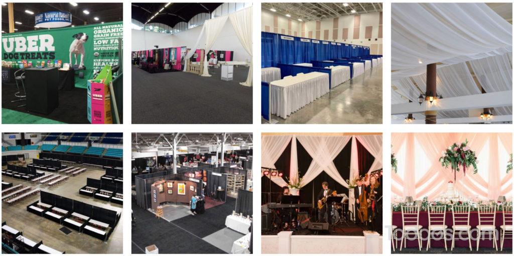 Examples of pipe and drape event products 