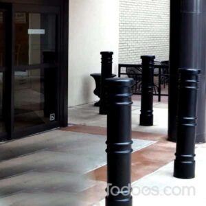 Distinguished by the multiple horizontal rings marking the structure, the Metro Decorative Bollard has a total height of 52” and a max pipe cover of 50″.