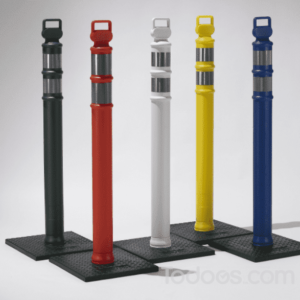 Multi Colored Ez Grab Traffic Delineator Posts for Traffic Safety Fixed on a stand
