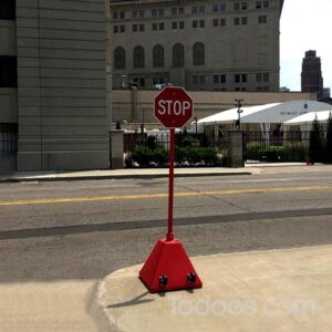 Plastic Sign Base not only reduces shipping costs but it also creates a maintenance-free product