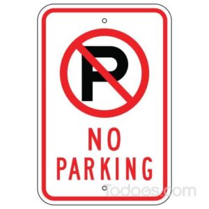 No Parking Sign, with Symbol Meets MUTCD specifications