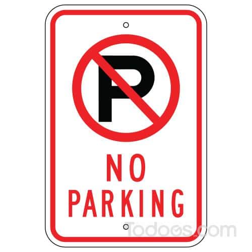 No Parking Sign, with Symbol Meets MUTCD specifications