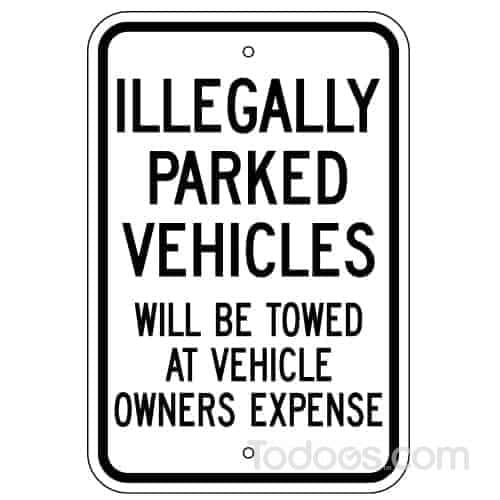 MUTCD compliant Illegally Parked Vehicles Will Be Towed Sign