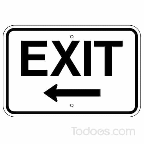 Exit Sign, with Left Arrow (Horizontal) is MUTCD compliant with 3M reflective sheeting