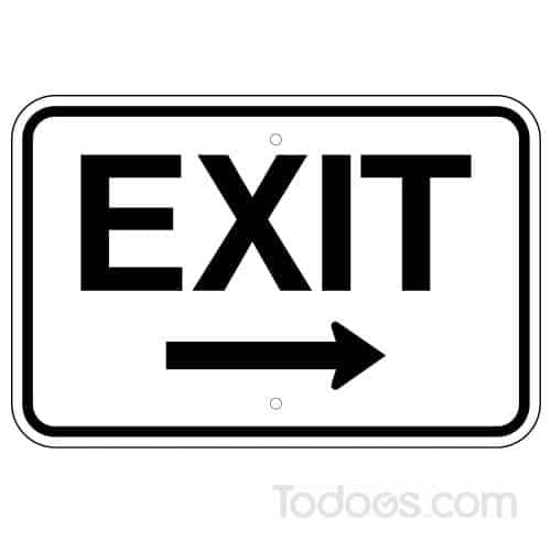 Exit Sign, with Right Arrow (Horizontal) is MUTCD compliant with 3M reflective sheeting