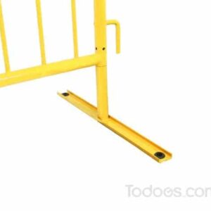 Our yellow steel crowd control barrier consists of a 2.5-meter steel frame that's made of 16 gauge steel and is welded together with 21 uprights.