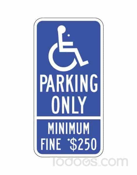 MUTCD compliant Handicap Symbol, Parking Only Sign (California)