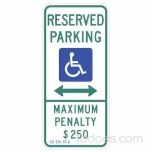 Reserved Parking Sign With Handicap & Arrow (North Carolina)