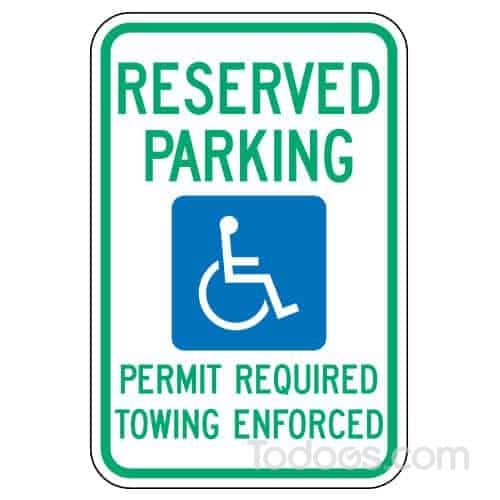 MUTCD compliant Reserved Parking, with Handicap Symbol Sign (Arkansas)