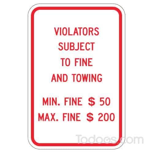 Grimco Violators Subject To Fine And Towing Sign (Pennsylvania)