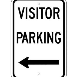 Visitor Parking Sign, with Left Arrow is MUTCD compliant with 3M reflective sheeting