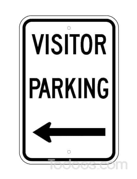 Visitor Parking Sign, with Left Arrow