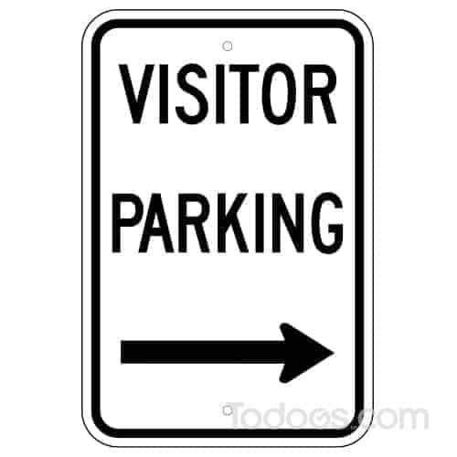 Visitor Parking Sign, with Right Arrow is MUTCD compliant with 3M reflective sheeting