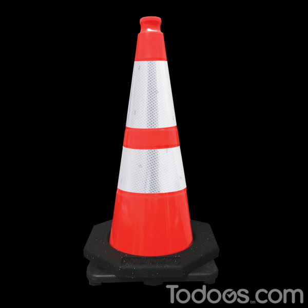 A cone weight can be added to your PVC traffic cone for extra protection.