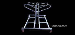 Large Portable Cart holds 28 barricades and can be pulled or lifted (or both) by a forklift