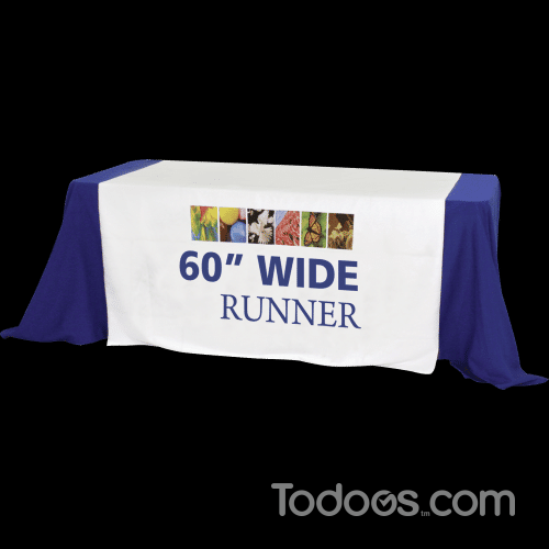 Table runners are ideal for use to easily add a customized, professional and branded appearance to any tabletop display.