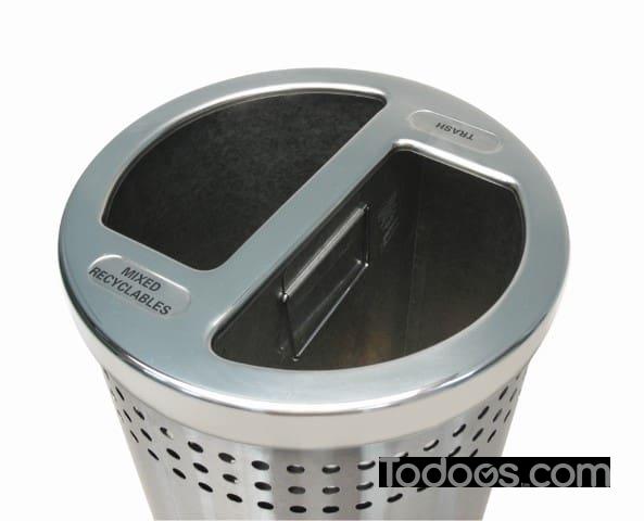 33-Gallon Venue Series Waste Bin in Stainless Steel | Trash Cans Warehouse