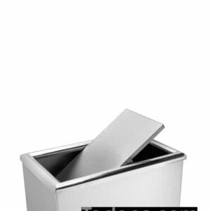 This 13.5-gallon rectangular waste receptacle includes galvanized liner with handle for easy trash removal