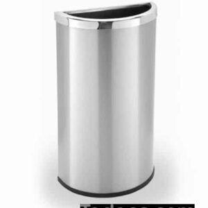 Save space and elevate your environment with the half moon stainless steel waste receptacle