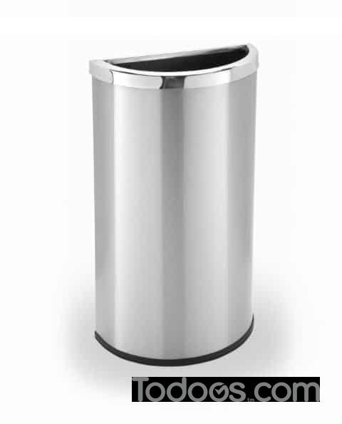 Save space and elevate your environment with the half moon stainless steel waste receptacle