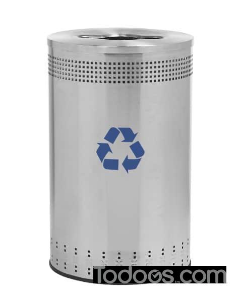 Precision Series® Imprinted Recycling Container, 45-Gallon Round, Open-Top Lid