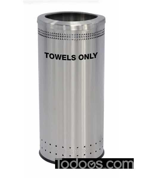 Precision Series Imprinted Stainless Steel Round Towel Bin Indoor solution, perfect for any business