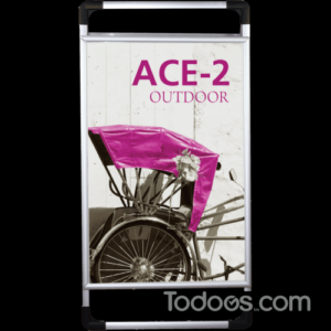 The Ace-2 Outdoor Sign is a sturdy, yet lightweight double-sided silver aluminum A-frame sign.