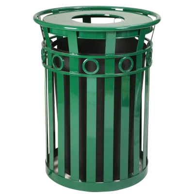 Outdoor Steel Garbage Receptacle, Park Trash Containers