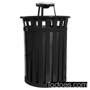 Outdoor Trash Receptacle With Ash Top