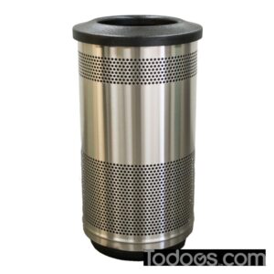 Witt Standard Indoor Perforated Trash Can - 35 Gallon comes with rigid plastic liner, leveling feet and lid attachment kit.