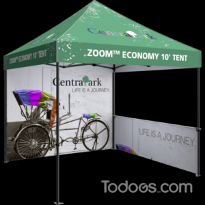 Strong and stable, the Zoom™ 10ft Economy Popup tent features a square steel frame, making it an ideal display at any outdoor event.