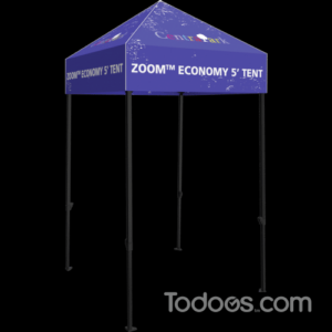 Strong and stable, the Zoom™ 5ft Economy Popup tent features a black steel frame, making it an ideal display at any outdoor event.